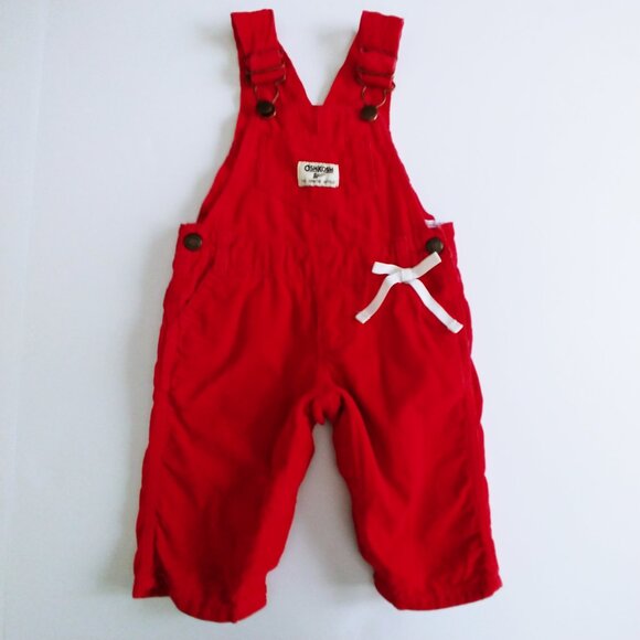 Oshkosh Red Lightweight Corduroy Overalls size 6 Months - Picture 9 of 9